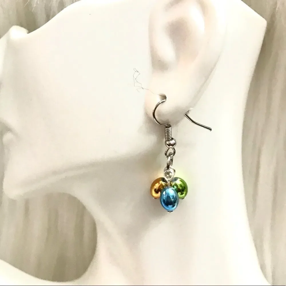 Ladies metallic beaded earrings